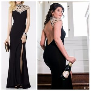 Alyce Paris 6538 Black Beaded High Neck Gown 6